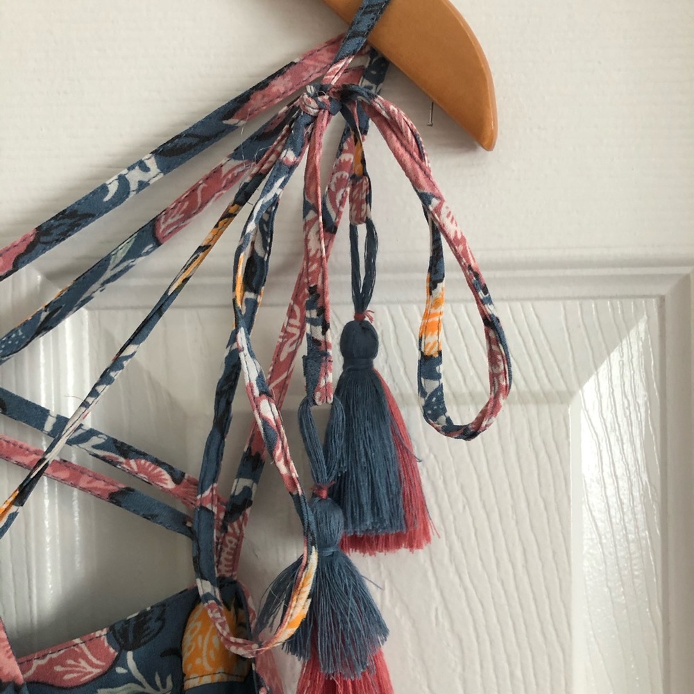 Ann Taylor LOFT Floral Maxi Dress w Tassel Straps - Picture 4 of 8